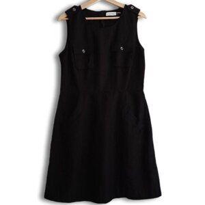 CALVIN KLEIN / Linen Blend w/ Pockets Knee Length Dress Black Sz 12